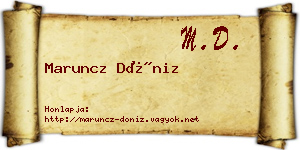 Maruncz Döniz névjegykártya